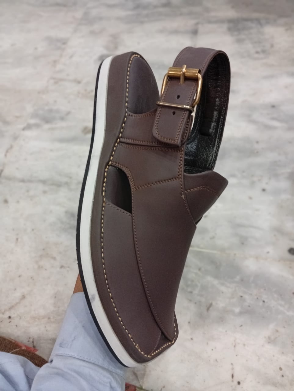 Soft Matte Dark Brown Comfortable Peshawari Chappal