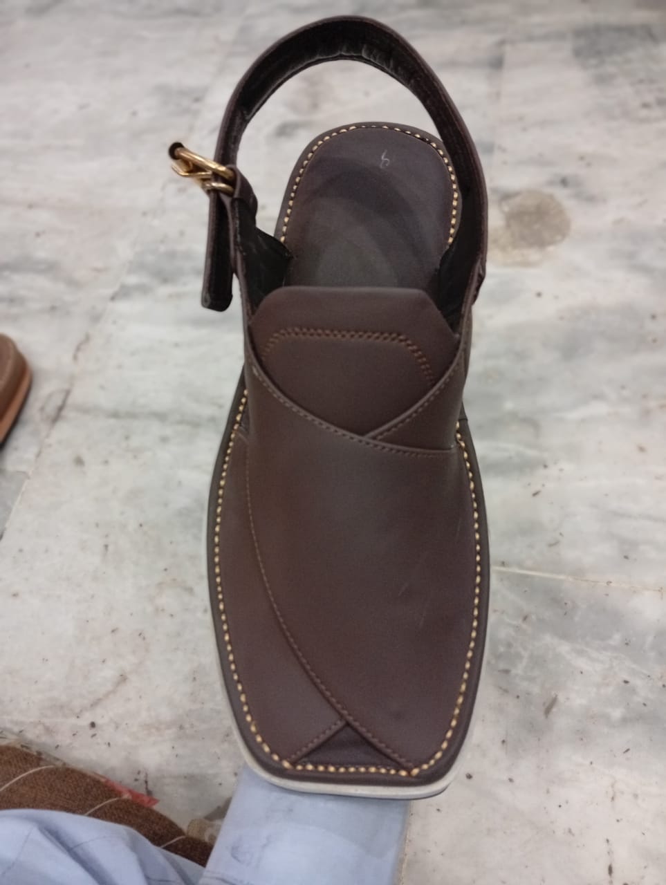 Soft Matte Dark Brown Comfortable Peshawari Chappal