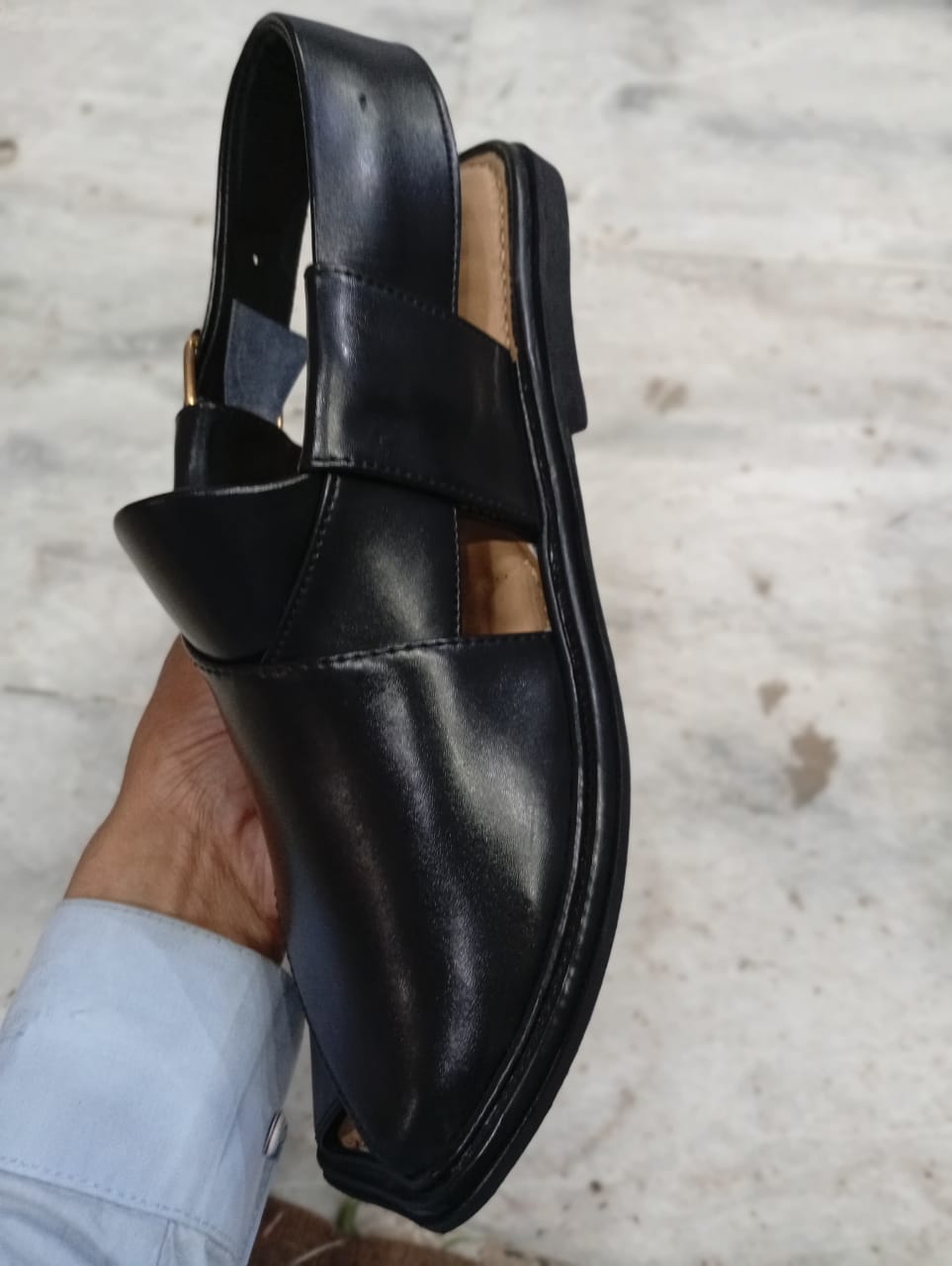 Smart Zulmi Black Peshawari Chappal