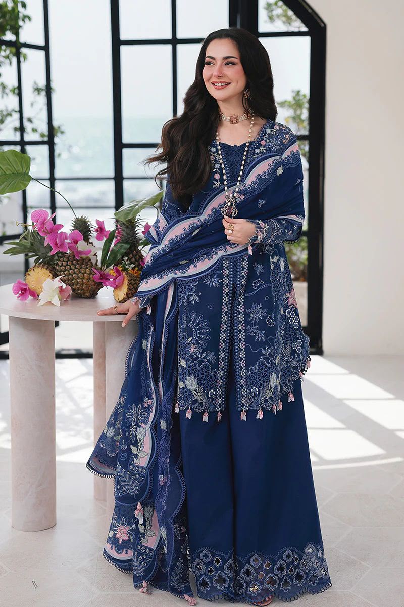 Qalamkar 5902 Summer Collection – Heavy Embroidered Airjet Lawn Suit with Ready-to-Wear Cutwork Chiffon Dupatta