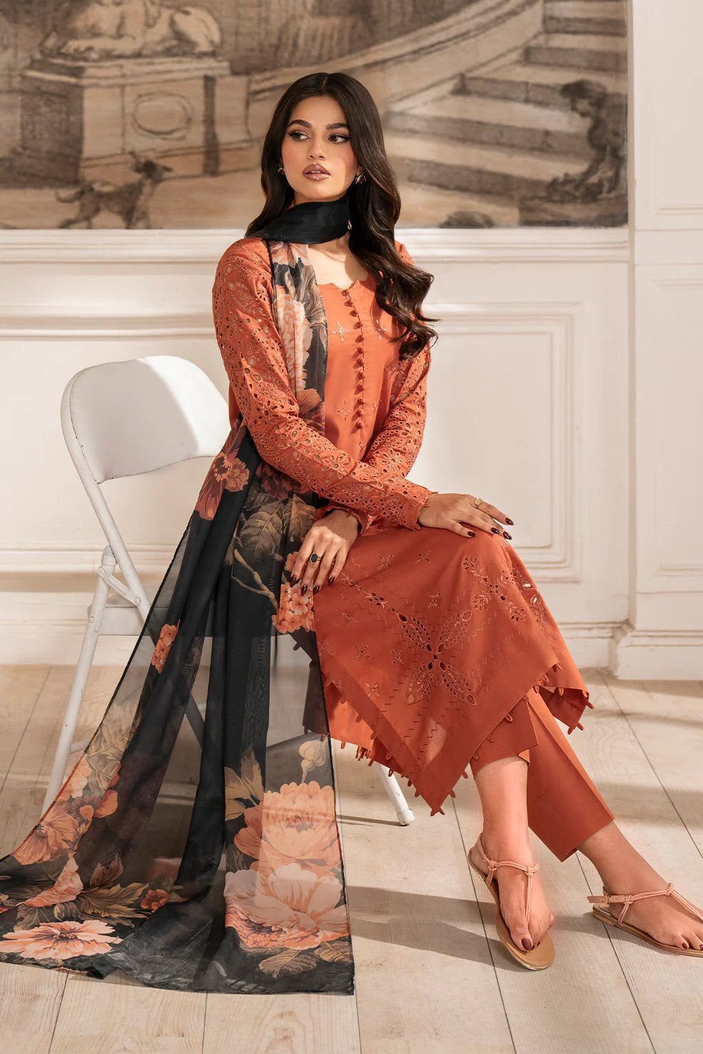 Iznik 5009 Summer Collection – Luxury Chikankari Embroidered Airjet Lawn Suit with Printed Dupatta