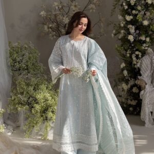 Sibia Nazir 4079 Luxury Embroidered Summer Collection – Airjet Lawn 3 Piece Suit with Swiss Voil Dupatta