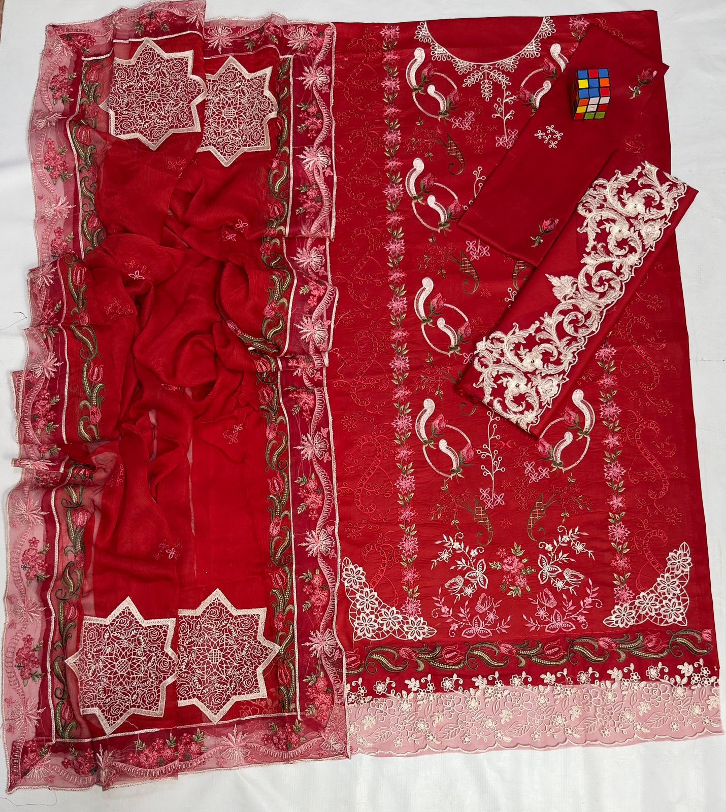 Rangoli 5010 Luxury Summer Collection – Heavy Embroidered Airjet Lawn 3-Piece Suit with Chiffon Dupatta