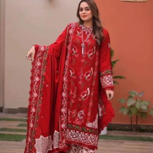 Rangoli 5010 Luxury Summer Collection – Heavy Embroidered Airjet Lawn 3-Piece Suit with Chiffon Dupatta