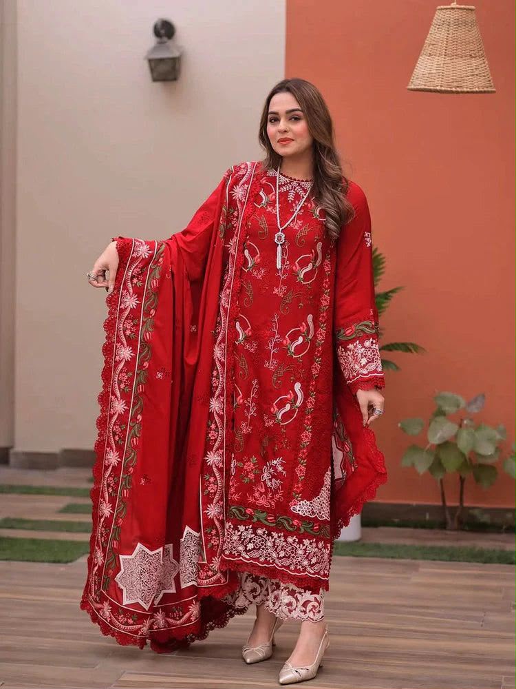 Rangoli 5010 Luxury Summer Collection – Heavy Embroidered Airjet Lawn 3-Piece Suit with Chiffon Dupatta
