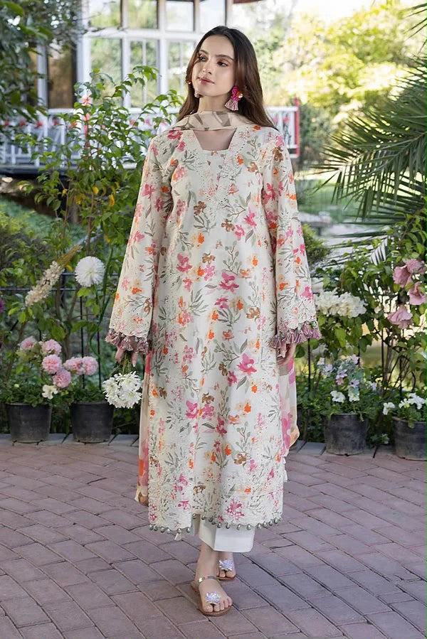Digital Print Airjet Lawn Suit – 4 Side Lace Ready-to-Wear Chiffon Dupatta