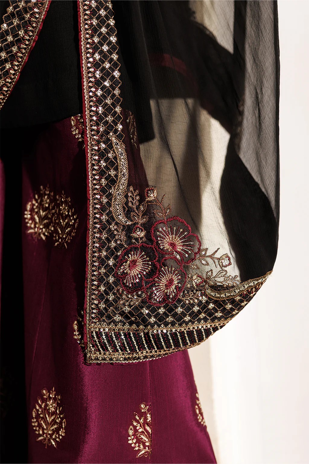 Iznik Chiffon Embroidered Unstitched Suit with Adda Work & Ready-to-Wear Dupatta