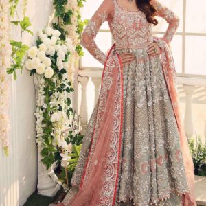 Title: Aisha Imran Unstitched Replica Net Embroidered Dress with Handwork & Sequins