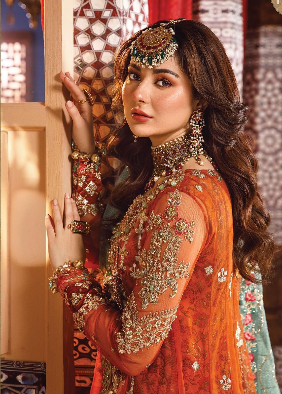 Maria B Net Maxi Unstitched Dress with Heavy Embroidery, Handwork & Embroidered Dupatta