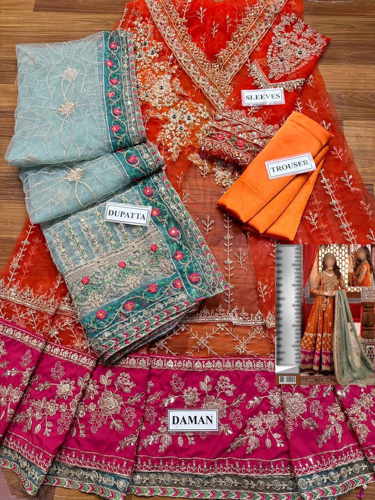 Maria B Net Maxi Unstitched Dress with Heavy Embroidery, Handwork & Embroidered Dupatta