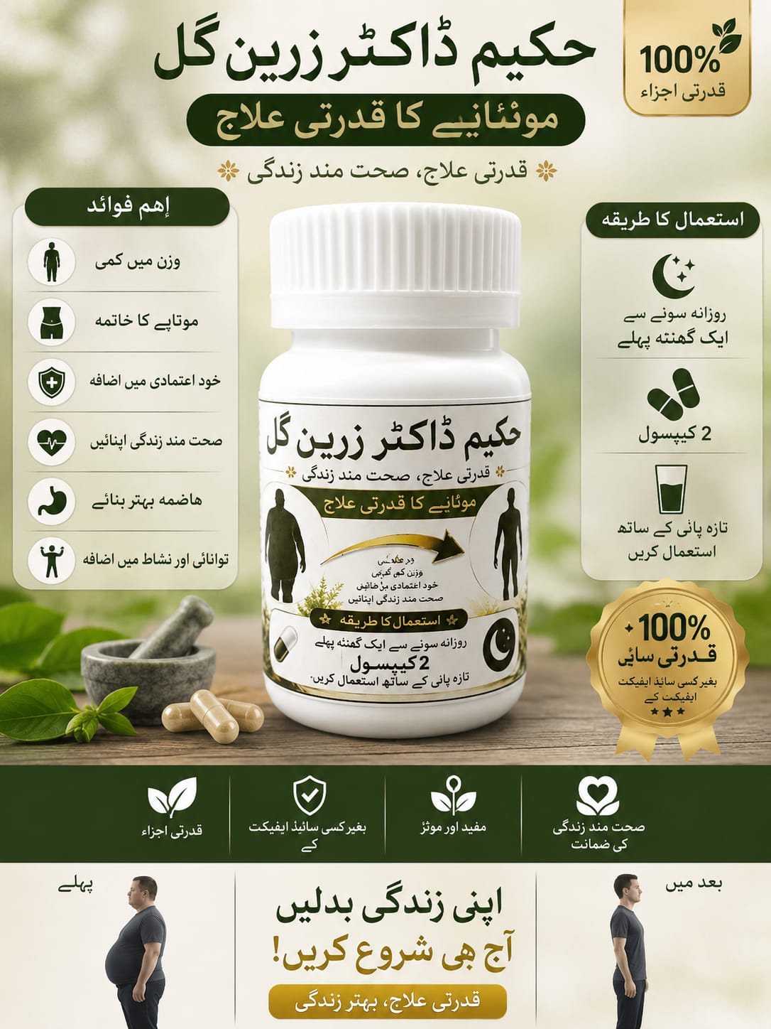 Hakeem Dr. Zareen Gul Herbal Weight Management Capsules