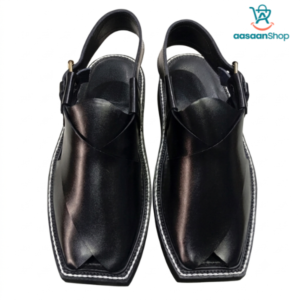 Captan Black Chappal with White Stitching