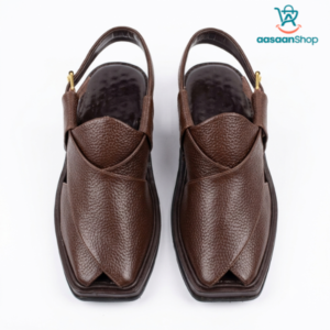 Premium Danedaar Brown Leather Peshawari Chappal